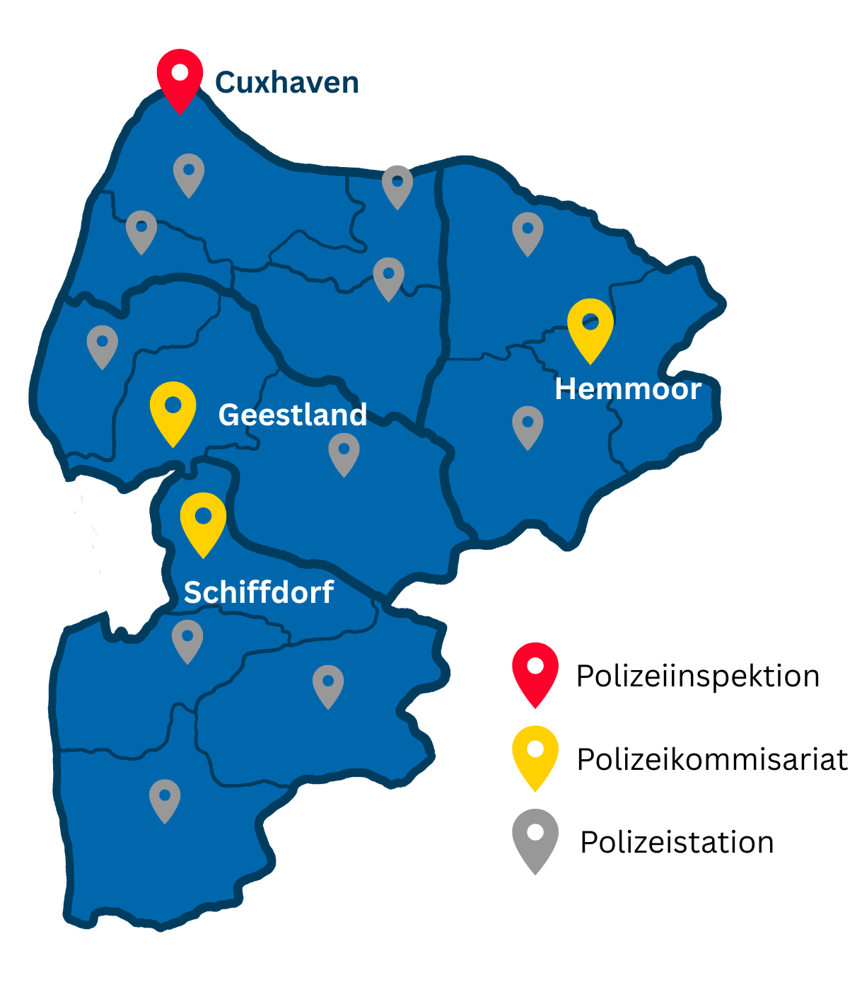 Karte des Landkreises Cuxhaven