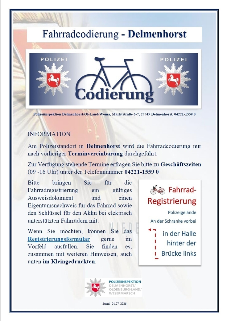 fahrradcodierung delmenhorst