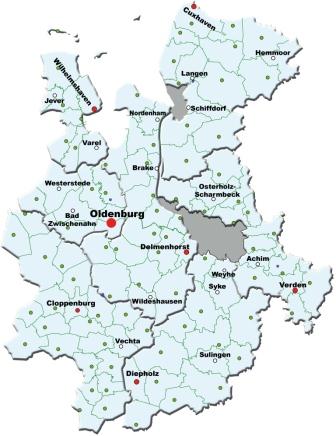 Der Zuständigkeitsbereich der Polizeidirektion Oldenburg